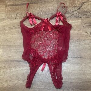 Vintage Red Lace Bow Lingerie